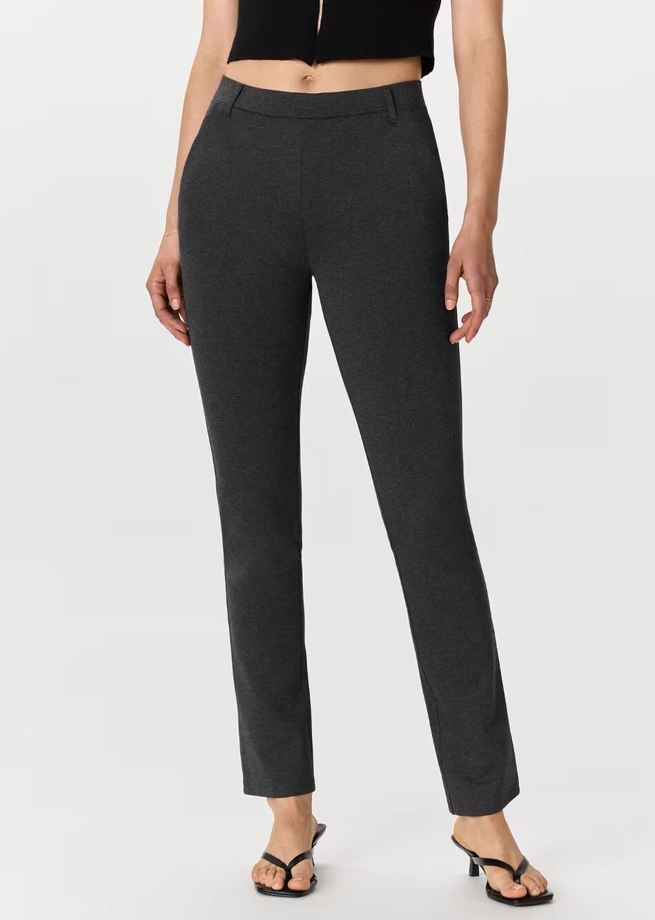 Quince Ultra Stretch Ponte Straight Leg Pant Medium Charcoal Gray Office Basics